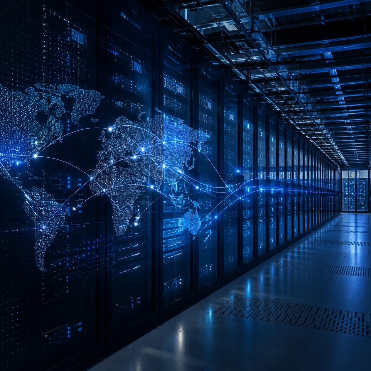 Global network infrastructure connecting data centers worldwide